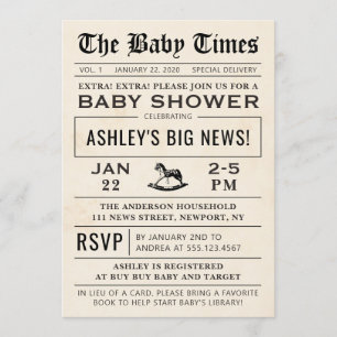 Invitation Baby shower de journal