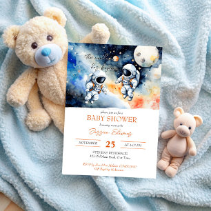 Invitation Baby shower de jumeaux astronautes de l'espace ext