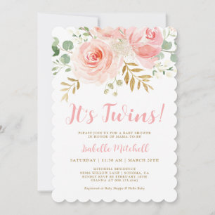 Invitation Baby shower de Jumeaux Roses