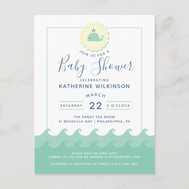 Invitation Baby shower de la Baleine nautique Past (Devant)