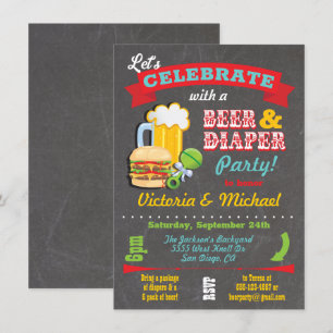 Invitation Baby shower de la bière et de la couche de tableau
