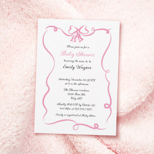 Invitation Baby shower de la caverne rose délicat
