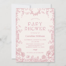 Invitation baby shower de la Chinoiserie rose