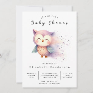 Invitation Baby shower de la Chouette blanche Boho