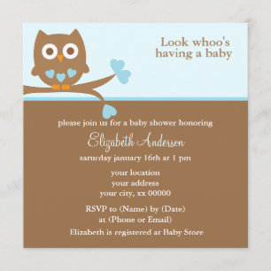 Invitation Baby shower de la Chouette bleue
