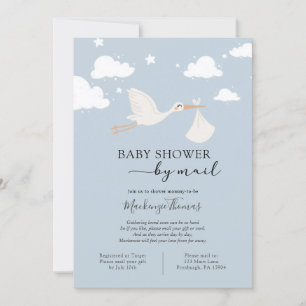 Invitation Baby shower de la cigogne bleue par courrier