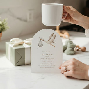 Invitation Baby shower de la cigogne d'aquarelle minimale