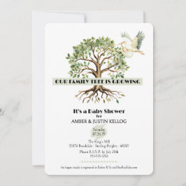 Invitation Baby shower de la cigogne familiale
