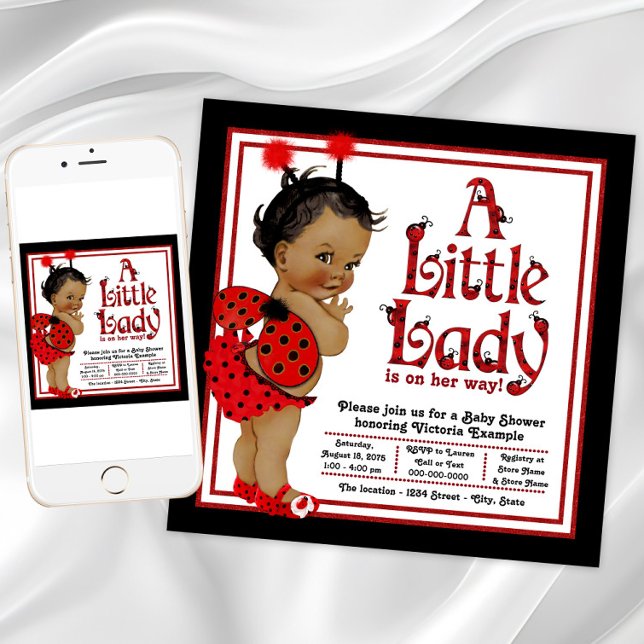 Invitation Baby shower de la cocaïne américaine africaine (Cute ladybug baby shower invitation. Instant download and printed invitations available.)