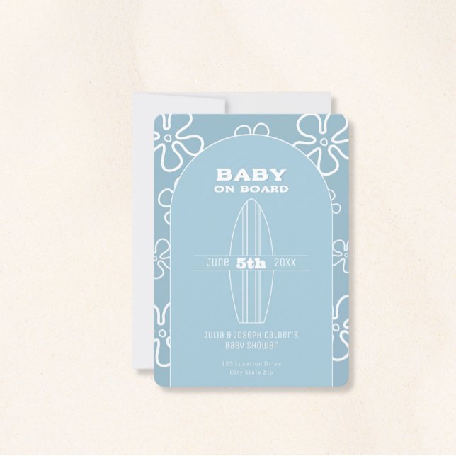 Invitation Baby shower de la Commission de surf - Hommes et f (Baby on Board Gender Neutral Shower)