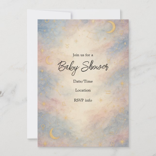 Invitation Baby shower de la constellation zodiaqu (Devant)