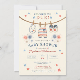 Invitation Baby Shower de la Corde à Linge Patriotique
