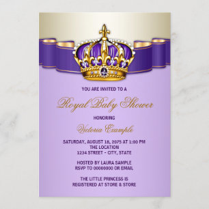 Invitation Baby shower de la couronne de l'or pourpre