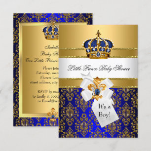 Invitation Baby shower de la Couronne Royal Blue Little Princ