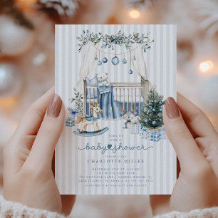 Invitation Baby shower de la crèche d'hiver bleu