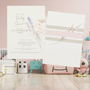 Invitation Baby shower de la crème florale botanique humide I