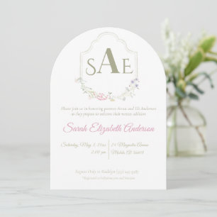 Invitation Baby shower de la crête de Monogram Fleur sauvage 