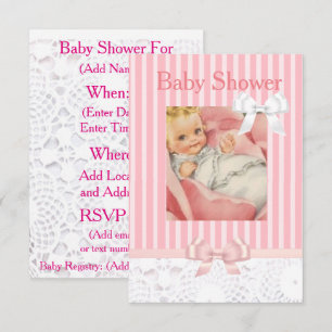 Invitation Baby shower de la dentelle de la fille 