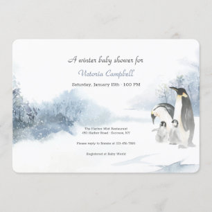 Invitation Baby shower de la famille Penguin