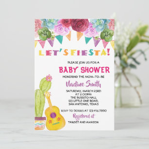 Invitation Baby shower de la Fiesta Boho mexicaine