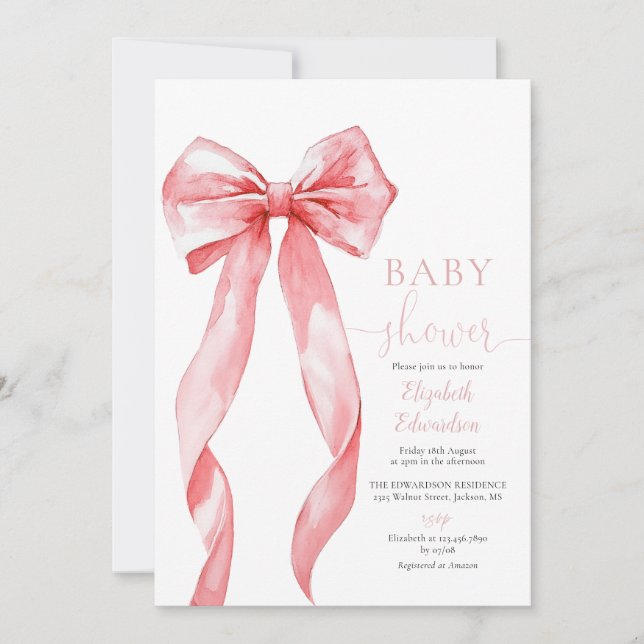 Invitation Baby shower de la fille de la ceinture rose Photo  (Devant)