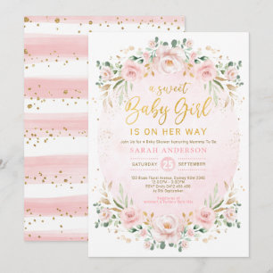 Invitation Baby shower de la fille de la couronne florale de 