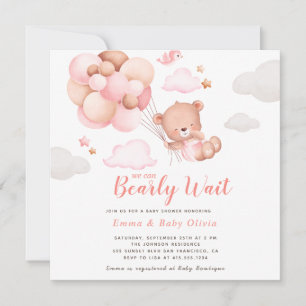 Invitation Baby shower de la fille ours en peluche