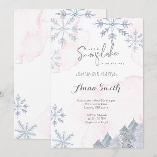 Invitation baby shower de la fille rose de l'aquarelle d'hive