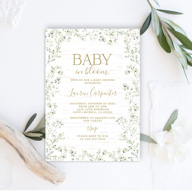 Invitation Baby shower de la fleur du souffle du b (Baby's Breath Baby Shower theme)