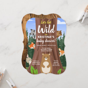 Invitation Baby shower de la forêt boisée pour bébés animaux