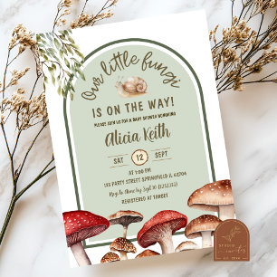 Invitation Baby shower de la forêt d'escargots et champignons