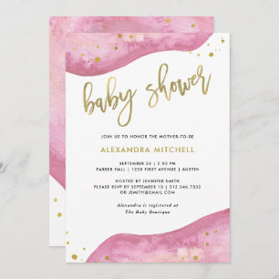 Invitation Baby shower de la géode rose et or