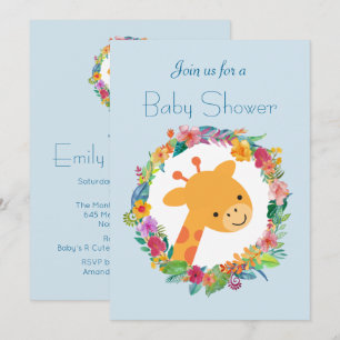 Invitation Baby Shower de la Girafe Mignonne avec une Couronn