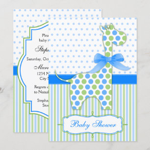 Invitation Baby shower de la Giraffe bleue et verte