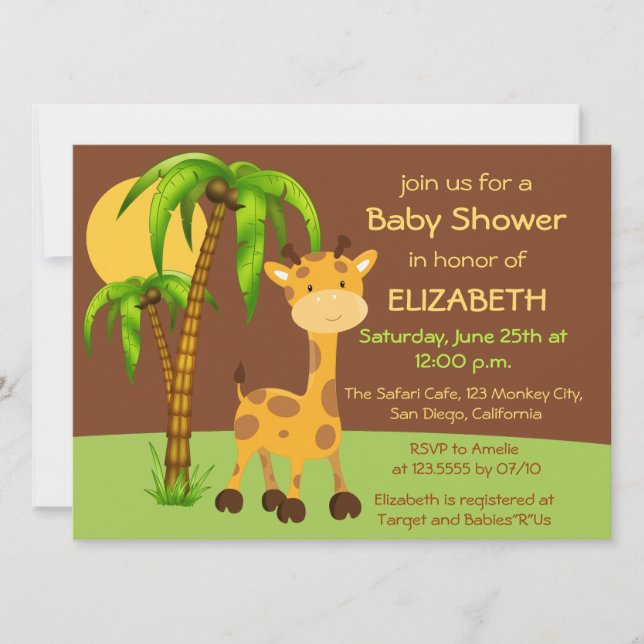 Invitation Baby shower de la Giraffe Cute (Devant)