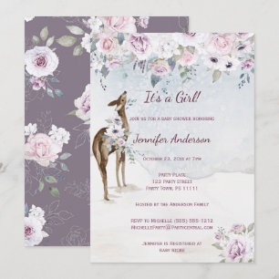 Invitation Baby shower de la jeune fille de cerfs Rose de Vio