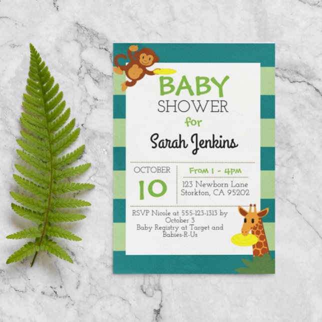 Invitation Baby shower de la Jungle de Frisbee (Créateur téléchargé)