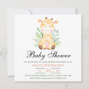 Invitation Baby shower de la jungle de Giraffe