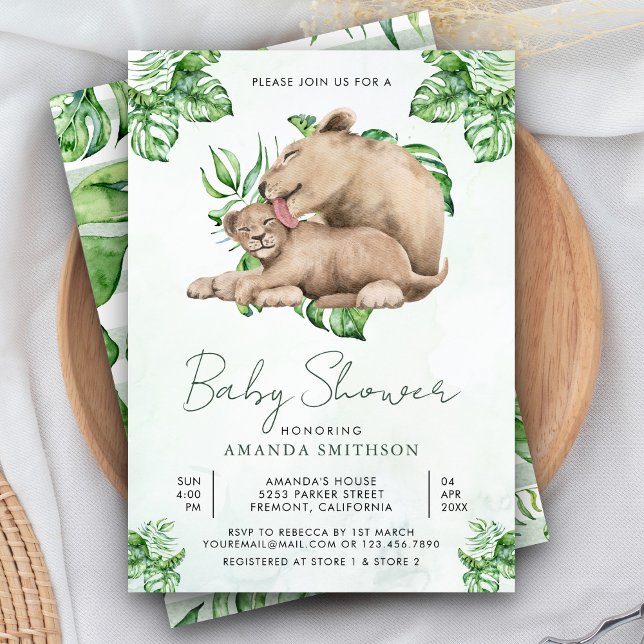 Invitation Baby shower de la jungle de Lion de maman et bébé (Créateur téléchargé)
