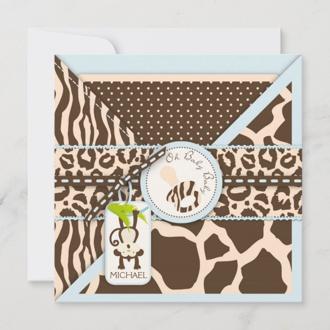 Invitation Baby shower de la jungle des singes-pacifistes (Devant)