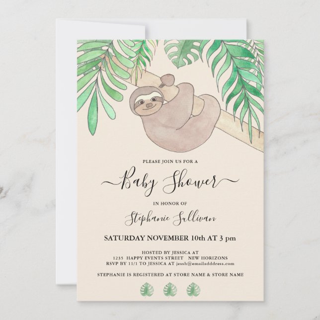 Invitation Baby shower de la jungle mignonne (Devant)