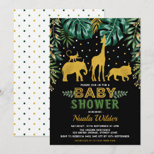 Invitation Baby shower de la jungle moderne / Safari tropical