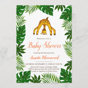 Invitation Baby shower de la Jungle Safari Giraffe