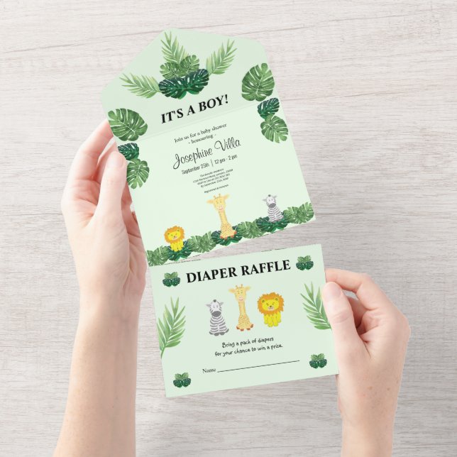 Invitation Baby shower de la jungle tropicale (Déchirure)