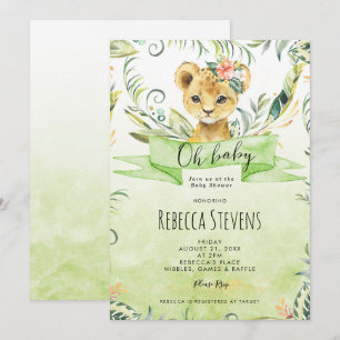 Invitation baby shower de la jungle tropicale Lion
