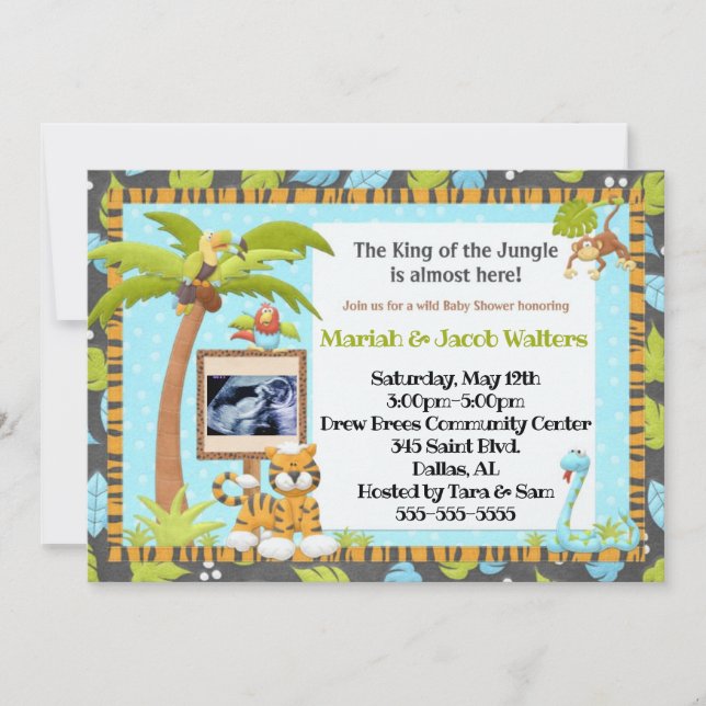 Invitation Baby shower de la Jungle Ultrasound (Devant)