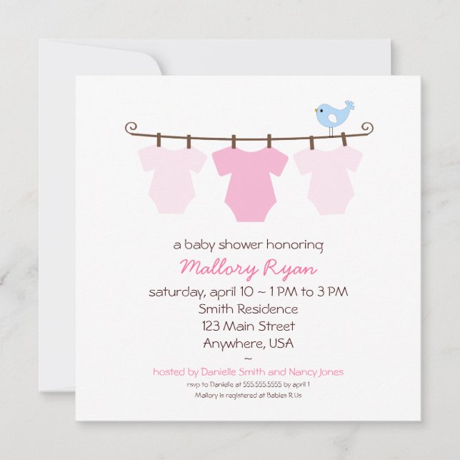 Invitation Baby shower de la ligne (Devant)