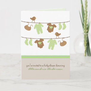 Invitation Baby shower de la ligne de vêtements neutre entre 