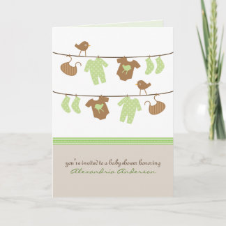 Invitation Baby shower de la ligne de vêtements neutre entre 