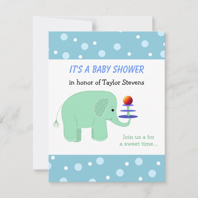 Invitation Baby shower de la loi sur l'équilibre des éléphant (Devant)